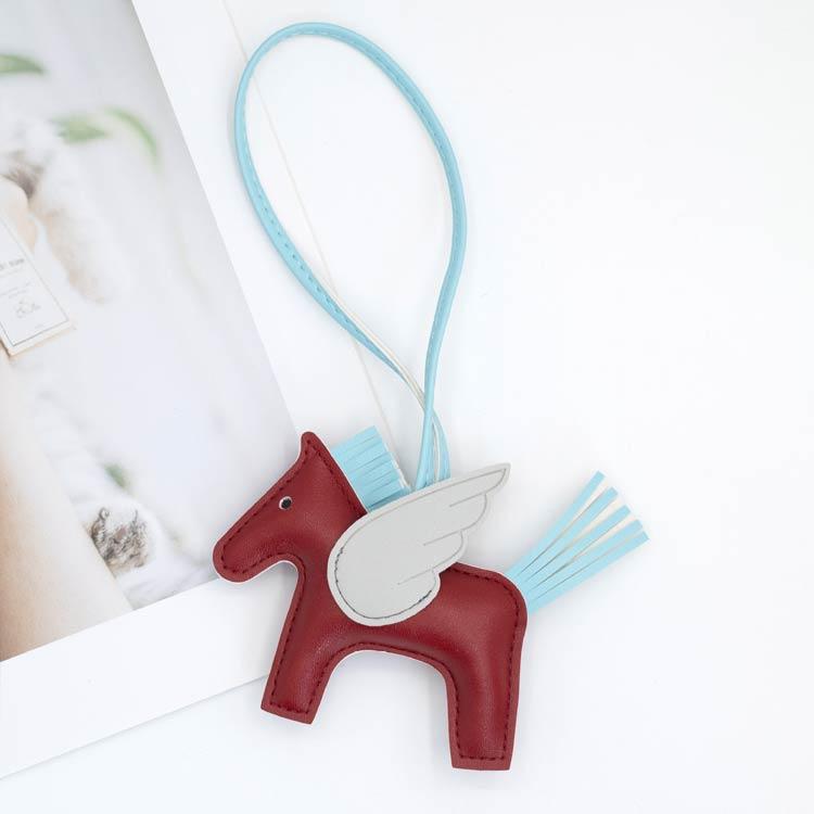 2個セット ペガサス キーホルダー 馬 皮革 バッグチャーム 飾り うま 