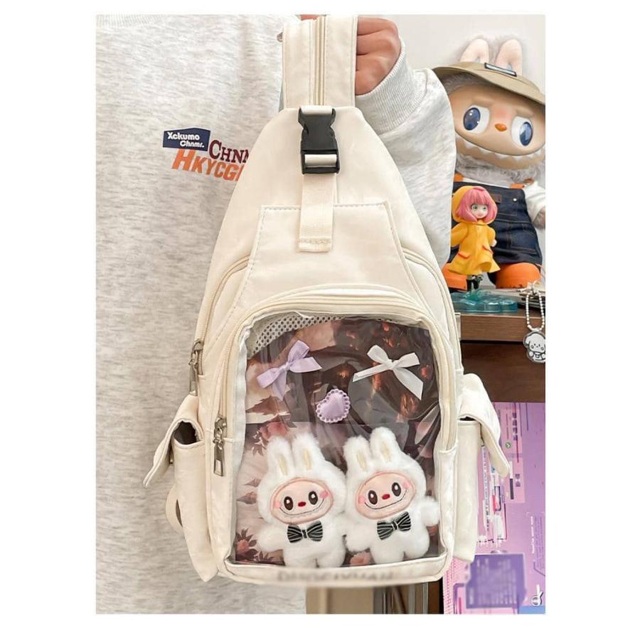 クリアポケット付き ボディバッグ 推し活 バッグ 痛バッグ ショルダー