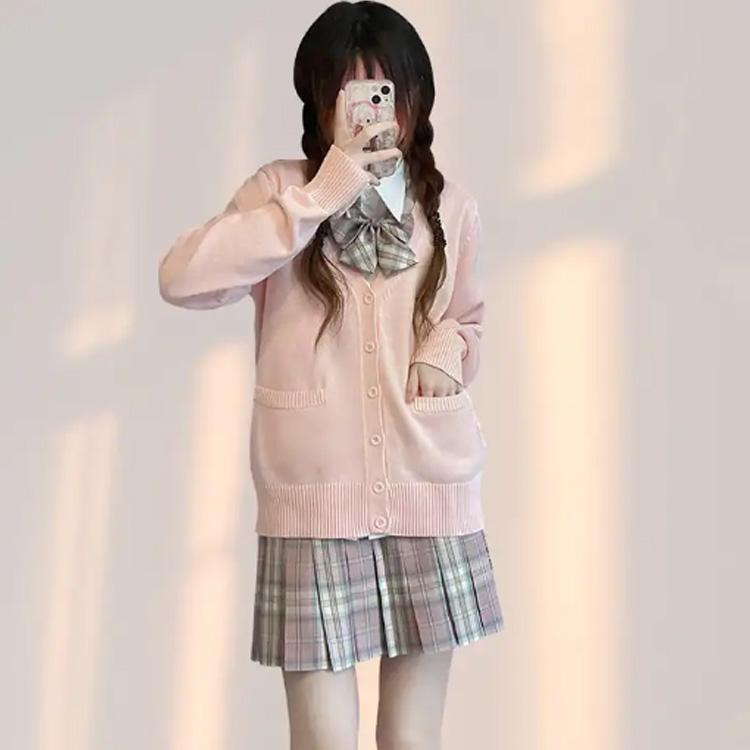 スクールカーディガン 全8色 Vネック 女子 制服 ニットカーディガン