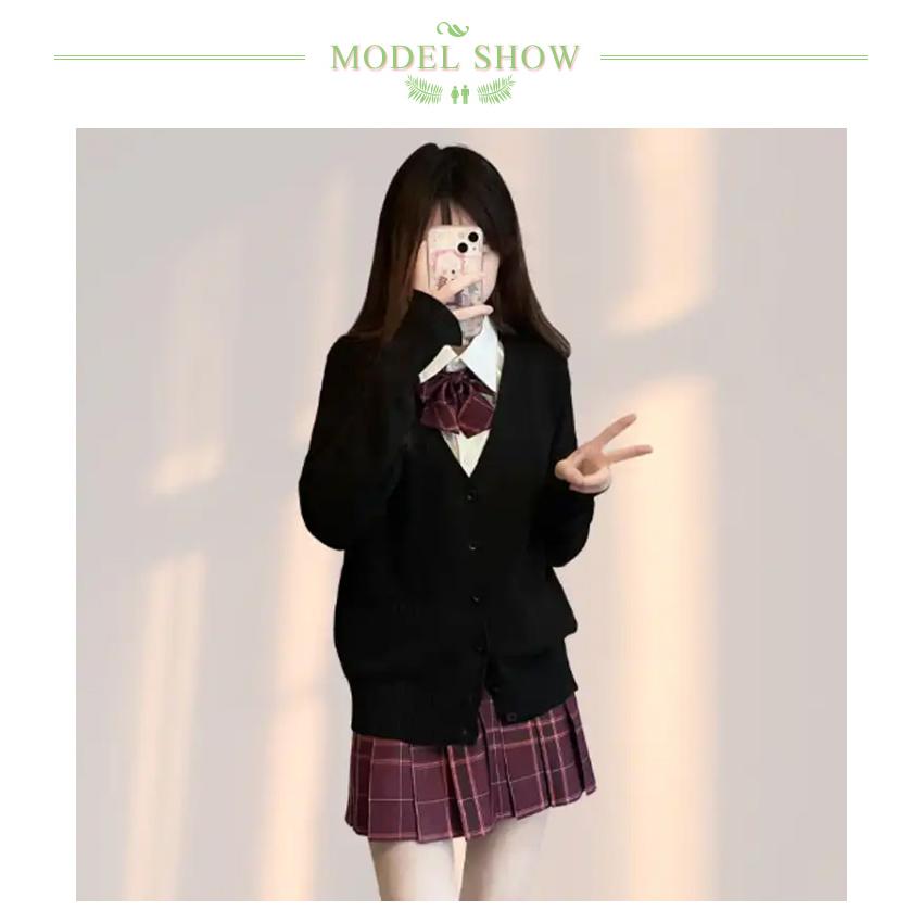 スクールカーディガン 全8色 Vネック 女子 制服 ニットカーディガン