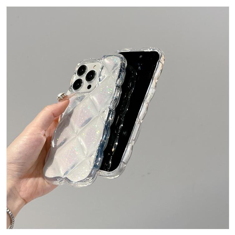iPhone16 ケース 韓国 クリアケース キラキラ ラメ ぷっくり ぽこぽこ