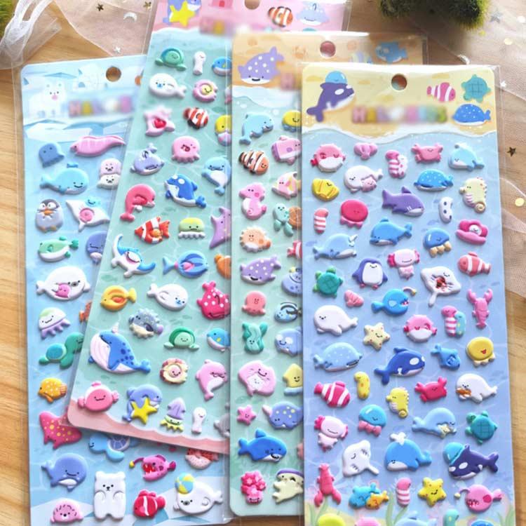 4枚セット】マシュマロシール 泡ステッカー 3D 立体シール 平成レトロ