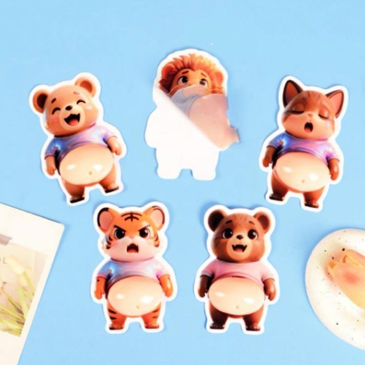 30枚セット ぷにぷにシール もちもち スクイーズシール 3D お腹 ぷにぷに おしりシール ご褒美シール スクイーズ かわいい 立体ステッカー 動物 |  | 04