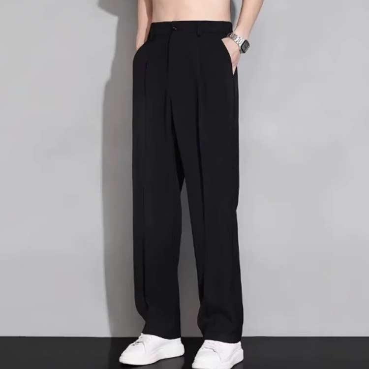 ワイドパンツ メンズ アイスシルクタッチ スラックス スーツパンツ
