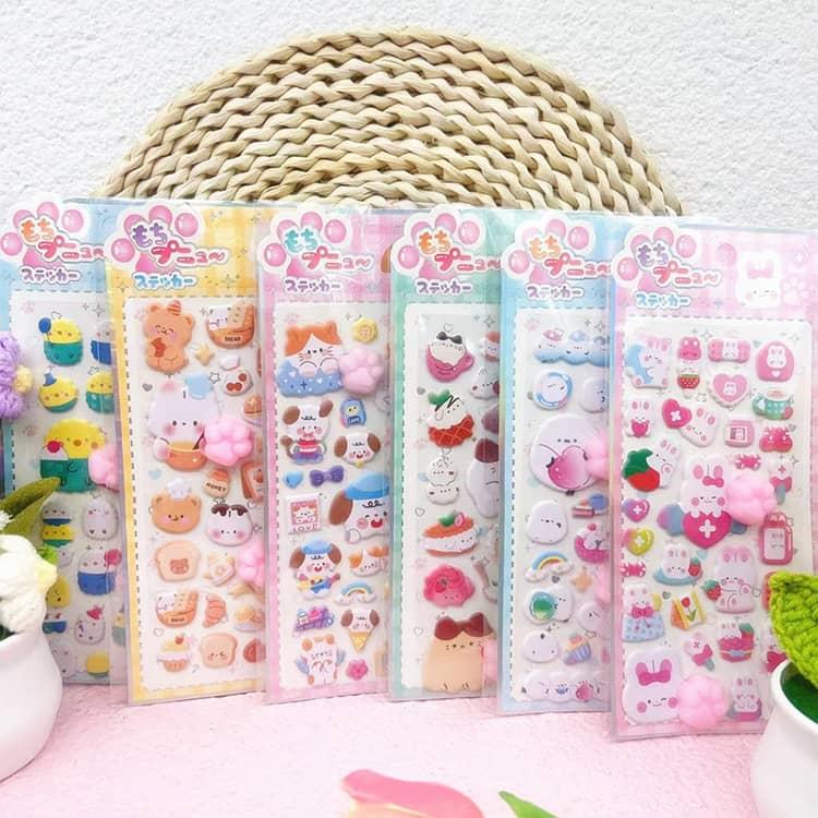 もちもちマシュマロシール 猫爪 スクイーズ 4枚セット ぷにぷにシール