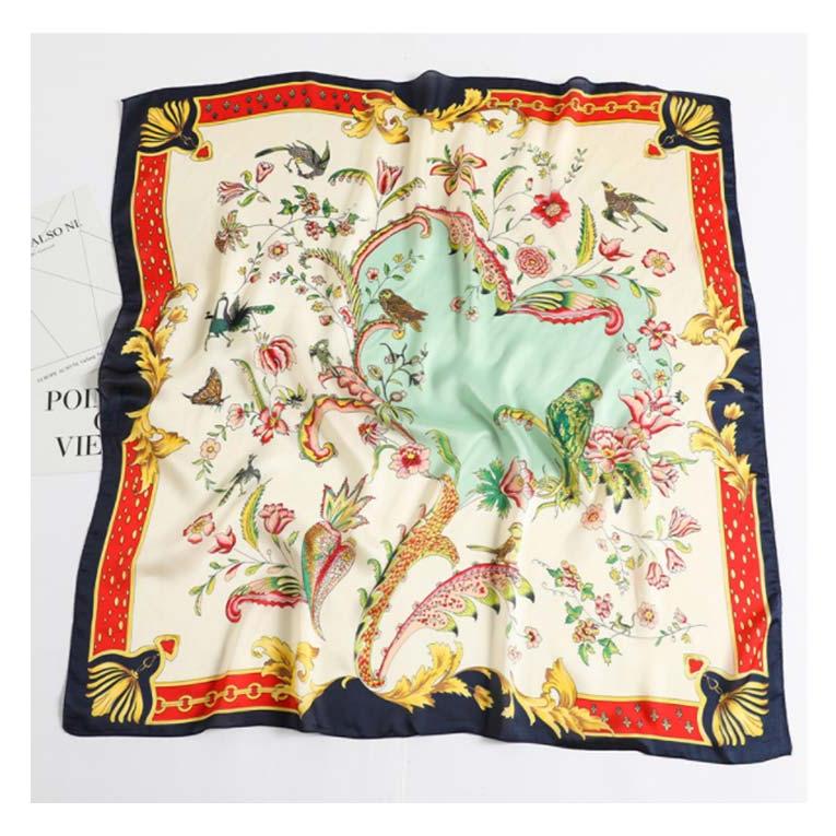 大判 正方形 スカーフ 90cm 総柄 花柄 柄 レディース ストール シルク