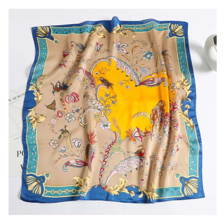 大判 正方形 スカーフ 90cm 総柄 花柄 柄 レディース ストール シルク
