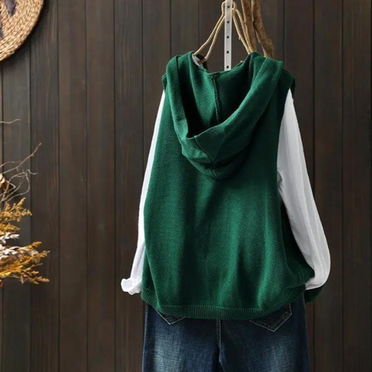 送料無料 ニットベスト レディース ノースリーブ ニットパーカー フード付き ニット ジレ ベスト 前開き  スウェット パーカー フーテッドベスト |  | 04