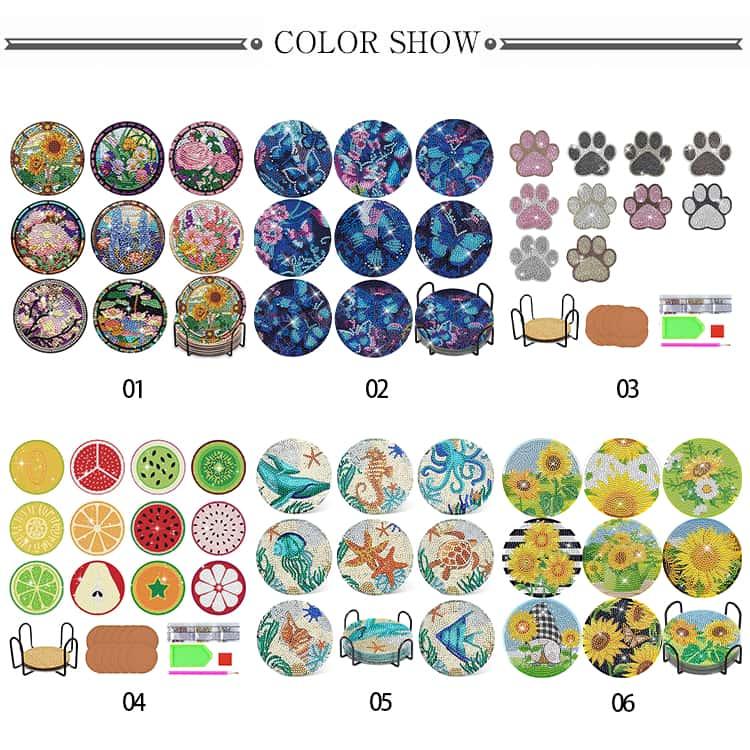 ダイヤモンドアート 8個入り コースター キット ビーズアート