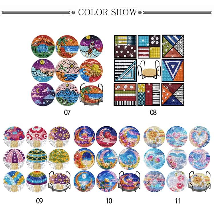 ダイヤモンドアート 8個入り コースター キット ビーズアート