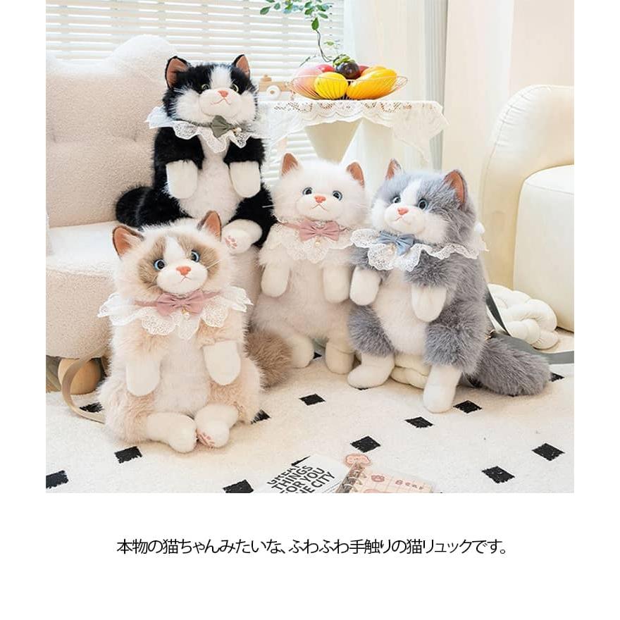 リアルな猫型 リュック 猫のぬいぐるみ 猫バッグ 猫グッズ 長さ調整