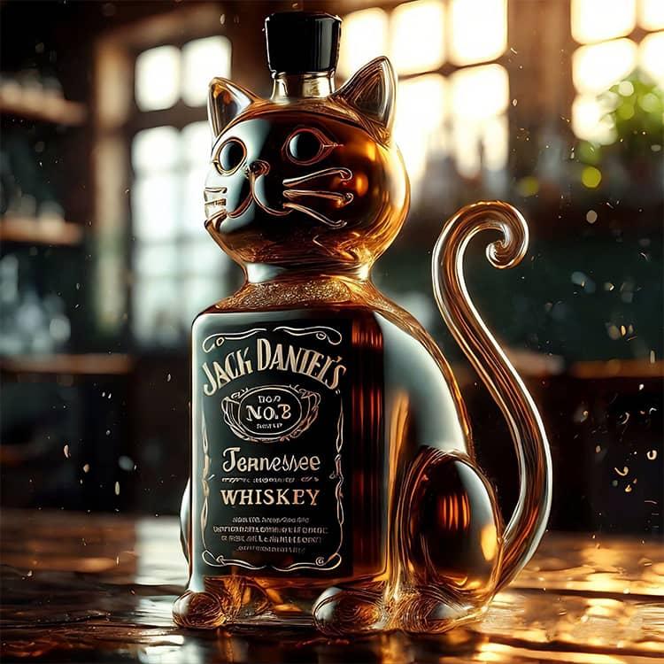 QAMITAL猫型ウィスキーシェーカー 750ml 無鉛ガラス瓶 シリコン密封
