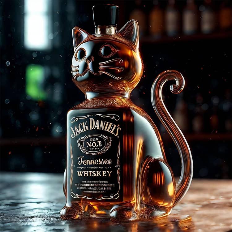 耐熱ガラス製 ウィスキーボトル 猫型 キャット 動物柄 ガラス容器