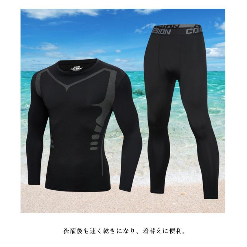 水着 メンズ フィットネス水着 ラッシュガード 上下セット 半袖/長袖
