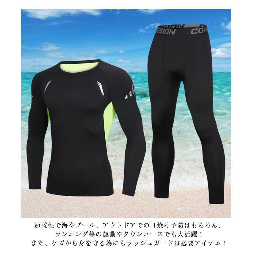 水着 メンズ フィットネス水着 ラッシュガード 上下セット 半袖/長袖