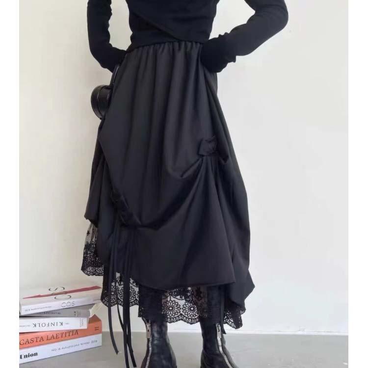 慈雨　ジウ　ブラック　黒　チェック柄 ロングスカート　変形 センソユニコ 慈雨 ロングスカート 変形スカート チェック 未使用