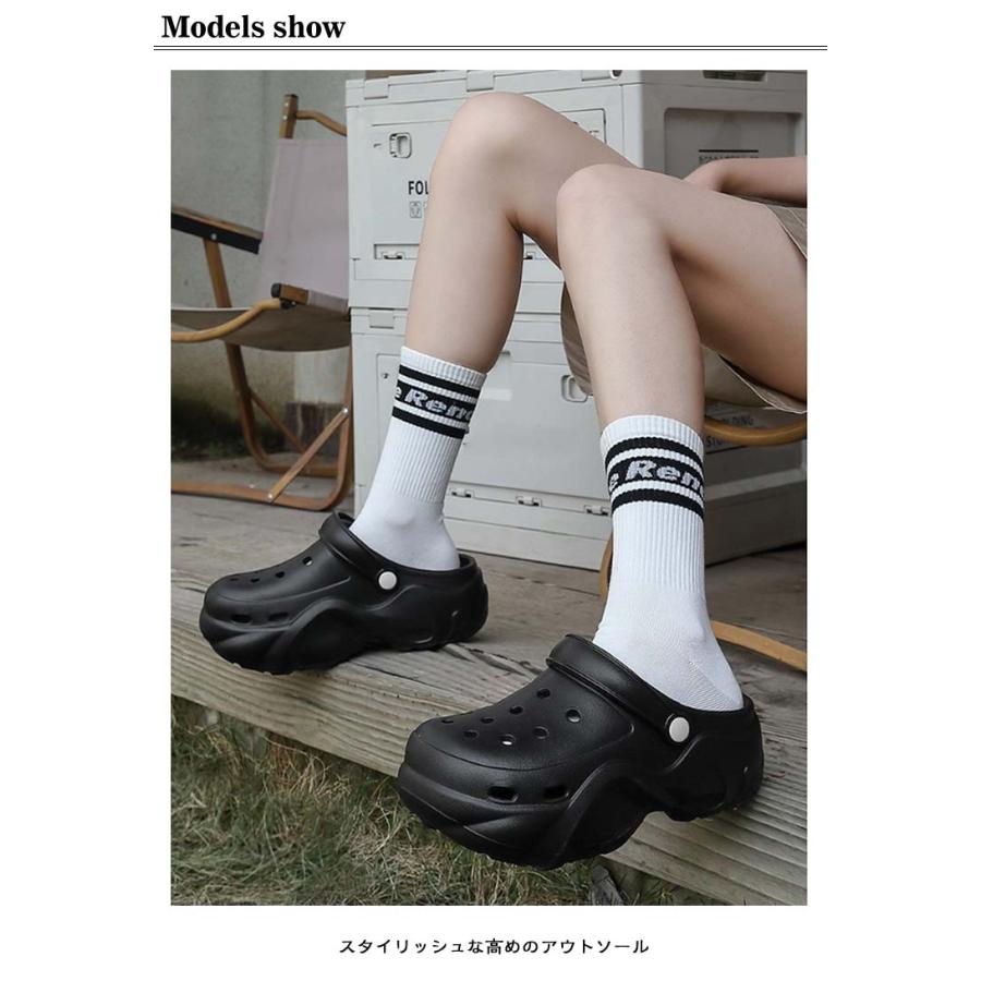 厚底サンダル 7cmヒール プラット底 スリッポン クロッグ レディース