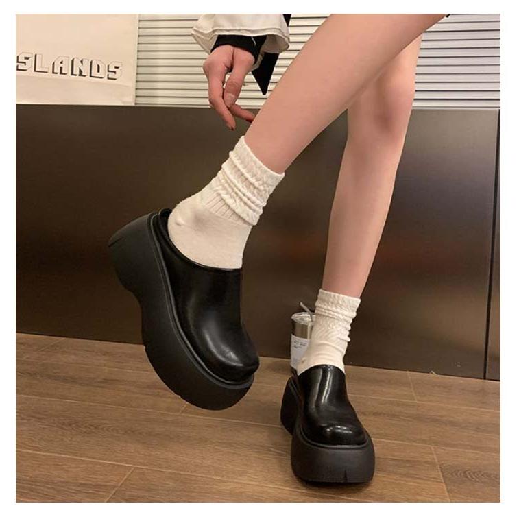 厚底 サボサンダル プラット底 クロッグサンダル 7cmヒール レディース