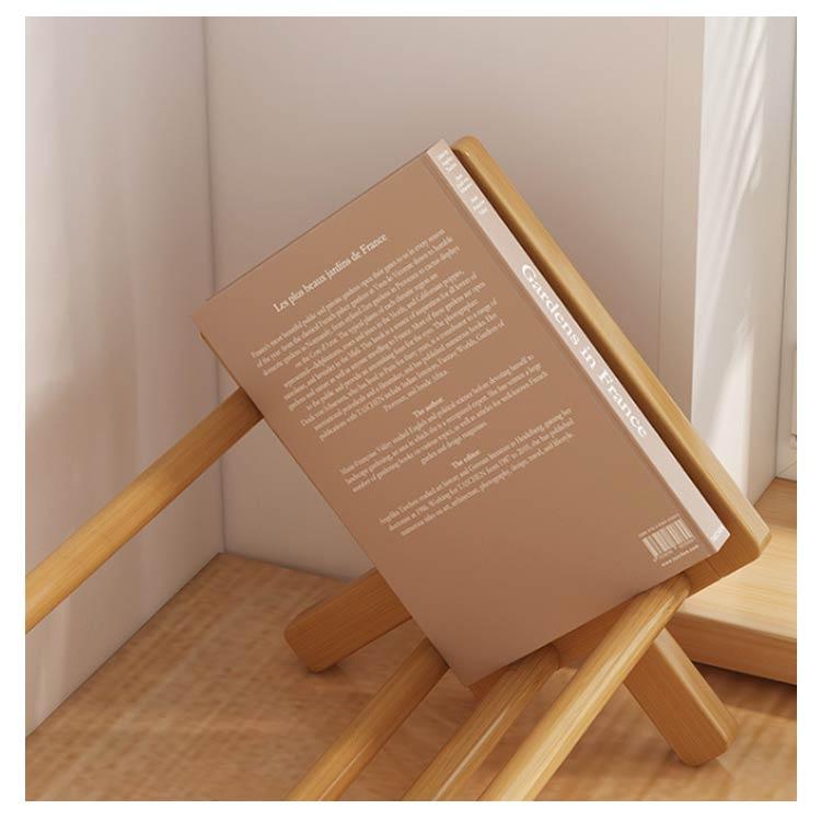木製 ブックスタンド 本立て 卓上 マガジンラック 竹製 スクエア 斜め