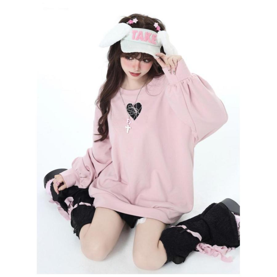 原宿系 病みかわいい レディース レースアップ 服 トップス パーカー