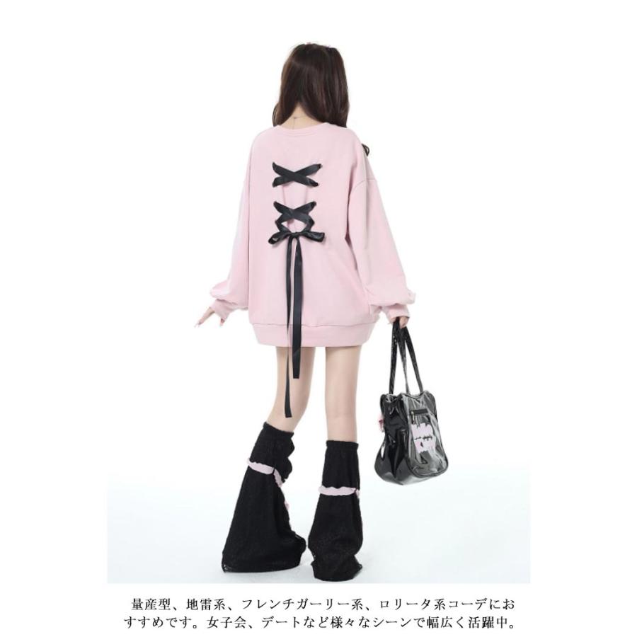 原宿系 病みかわいい レディース レースアップ 服 トップス パーカー