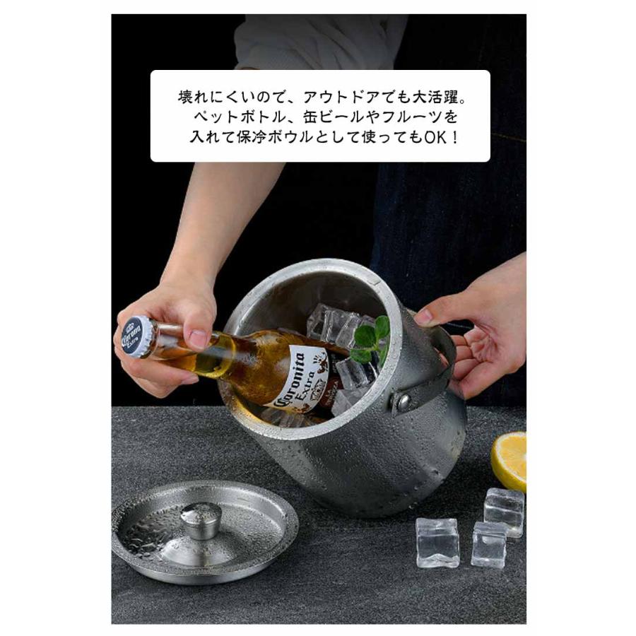 アイスバケット 2L 真空二重 ステンレス鋼 アイスペール 氷バケツ 溶け