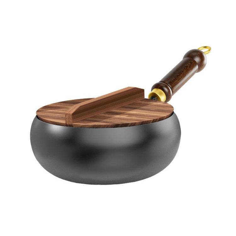 中華鍋 鉄フライパン 伝統鉄鍋 24cm 焦げ付かない 木蓋付き 鉄手作り鉄