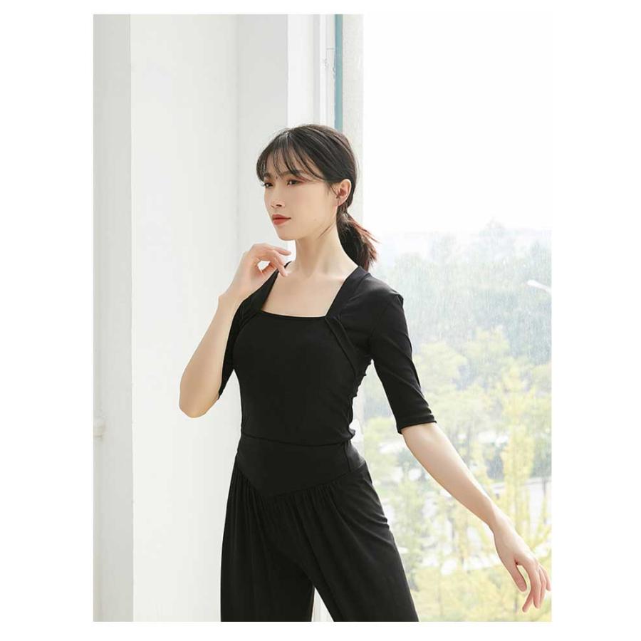 バレエ トップス レディース 長袖/5分袖/半袖 Tシャツ 綿 ダンス 社交