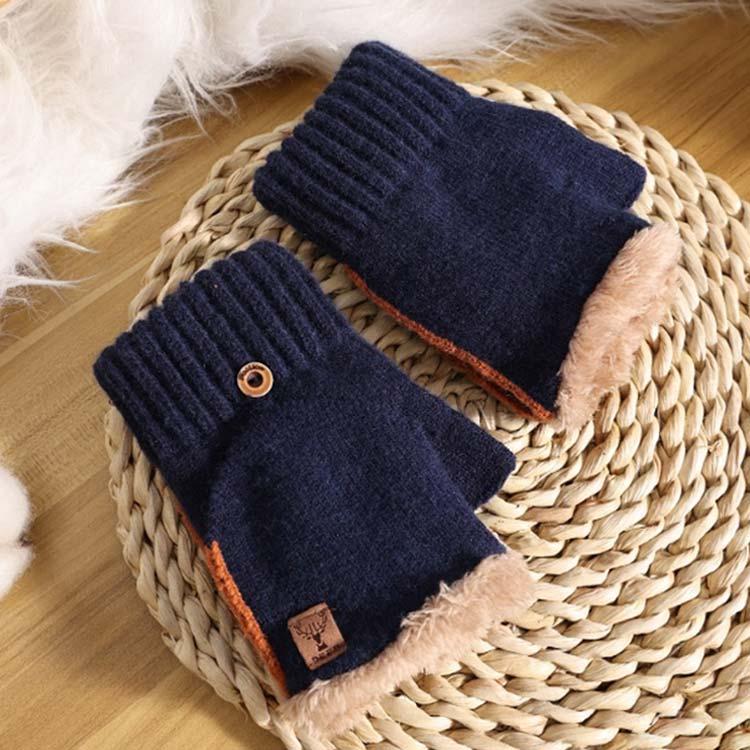 指なし 手袋 メンズ 指切り ニット スマホ対応 ミトン手袋 おしゃれ 2Way ハンドウォーマー スマホ手袋 カバー付 あったか 裏起毛 厚手 暖か |  | 02