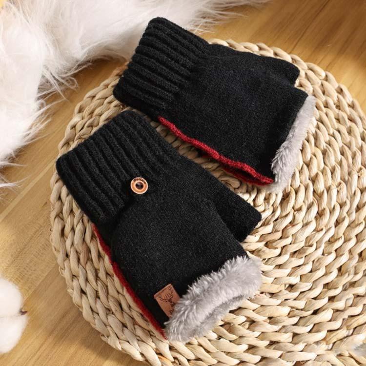 指なし 手袋 メンズ 指切り ニット スマホ対応 ミトン手袋 おしゃれ 2Way ハンドウォーマー スマホ手袋 カバー付 あったか 裏起毛 厚手 暖か |  | 03