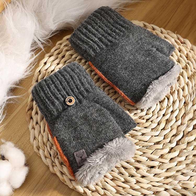 指なし 手袋 メンズ 指切り ニット スマホ対応 ミトン手袋 おしゃれ 2Way ハンドウォーマー スマホ手袋 カバー付 あったか 裏起毛 厚手 暖か |  | 04