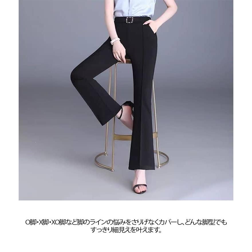 スラックス レディース フレアパンツ ロングパンツ 九分丈パンツ 長