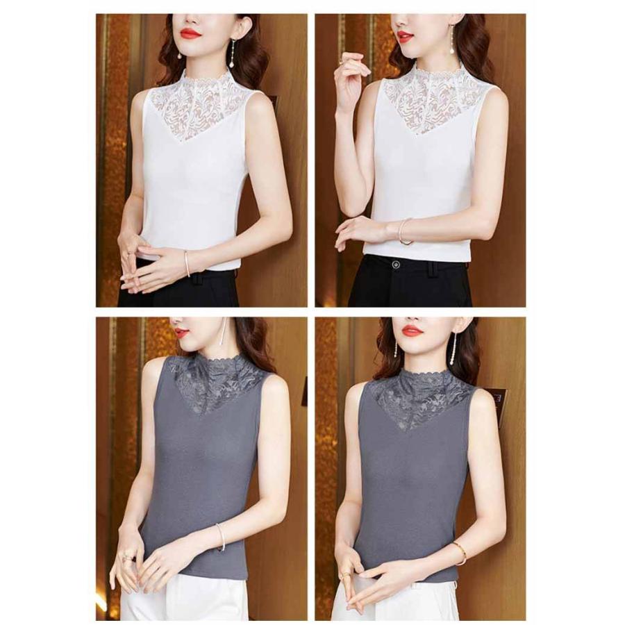 チラ見せ襟 タンクトップ レイヤード タンク トップス つけ襟 レース