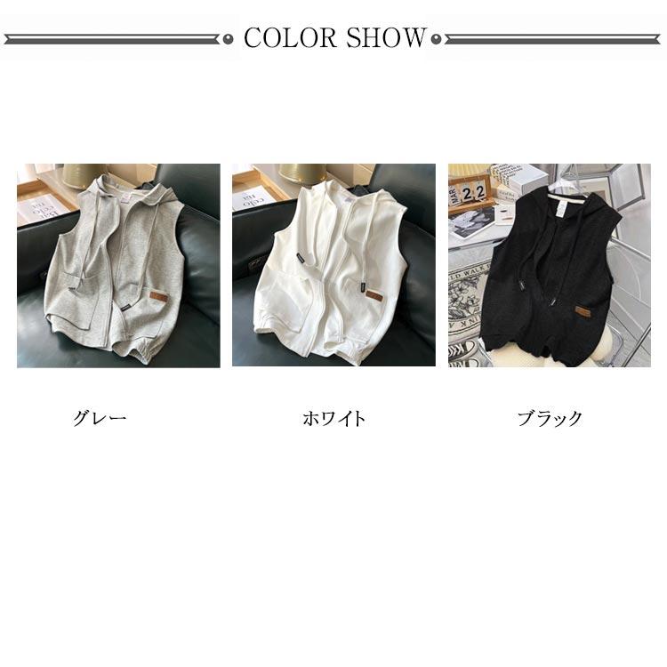 ベスト レディース ノースリーブパーカー パーカーベスト フード付き
