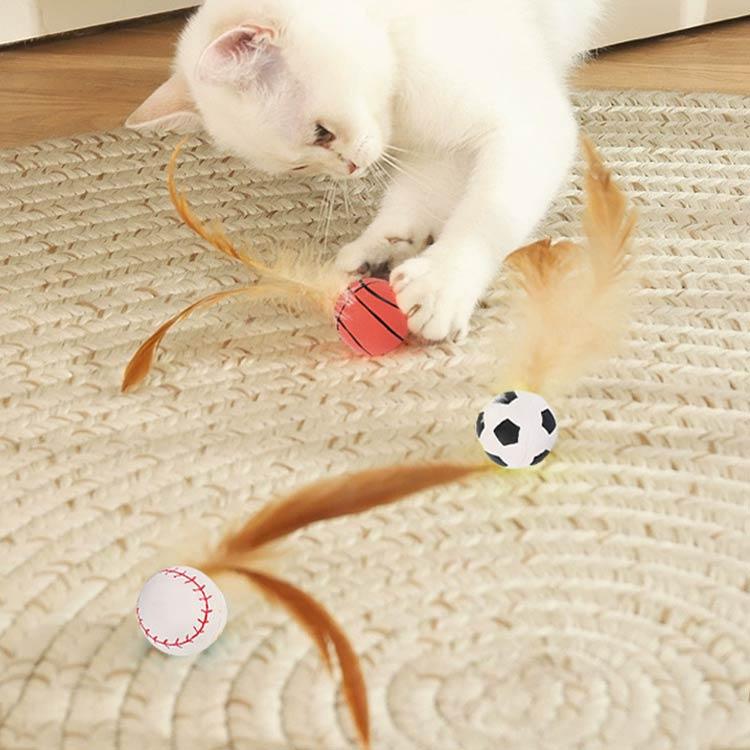 3個セット 猫おもちゃ 弾力ボール 羽根付き 羽根つきバウンドボール