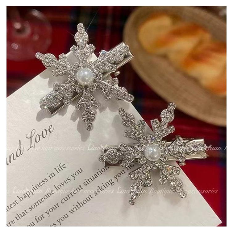 6個セット クリスマス 髪飾り 雪花 ヘアクリップ コスプレ ヘアー