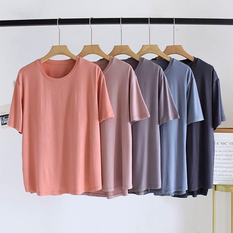パット付半袖Tシャツ ラウンドネック アンダーフリー ゴムなし カップ
