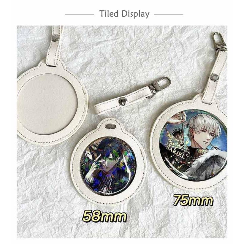 2枚セット】缶バッジカバー 58mm 75mm キーホルダー 推し入れ PUレザー