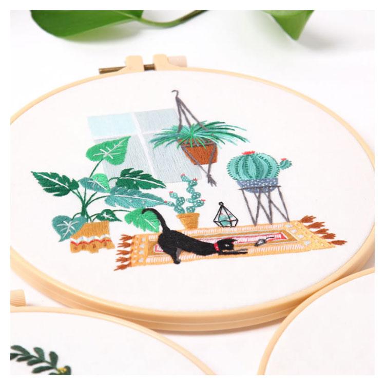 刺繍キット 猫 花 初心者 セット ししゅうキット 刺しゅう クロス