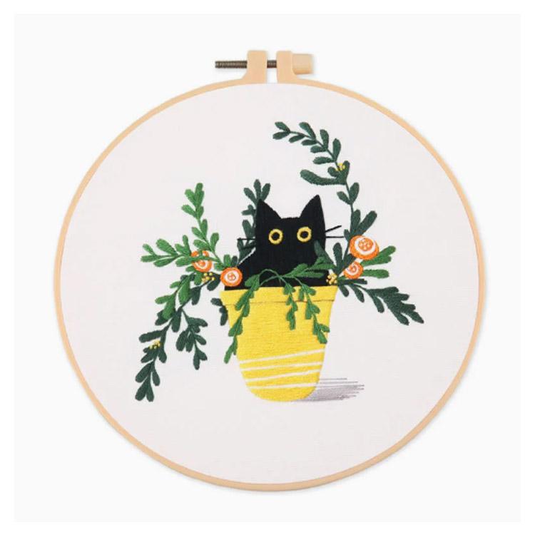 刺繍キット 猫 花 初心者 セット ししゅうキット 刺しゅう クロス