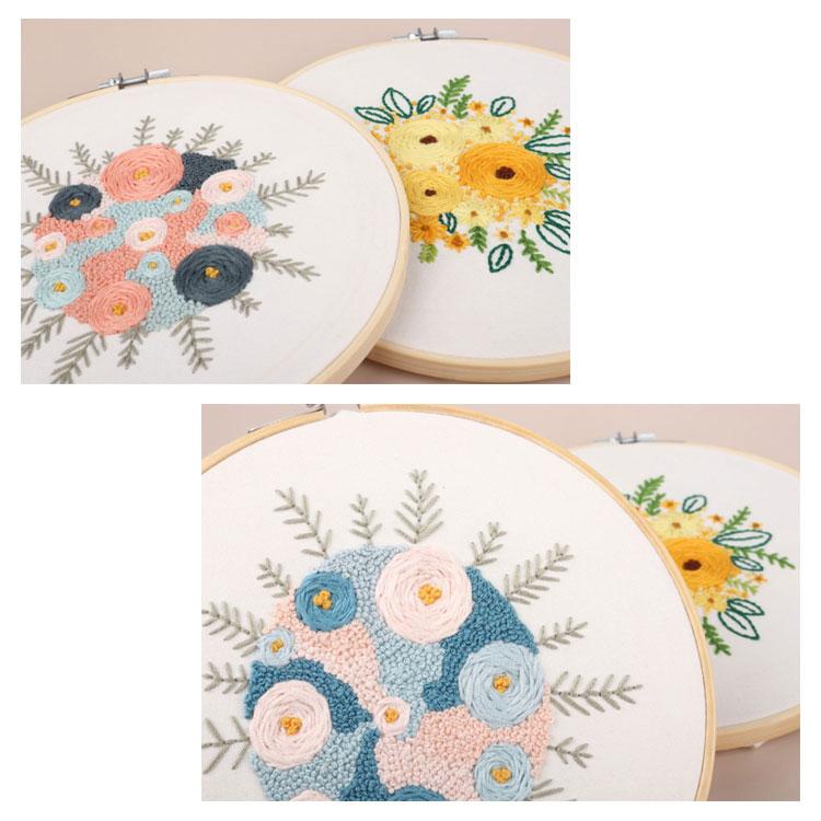 3個セット 刺繍キット 可愛い 花 初心者セット 竹製の枠付き 刺しゅう