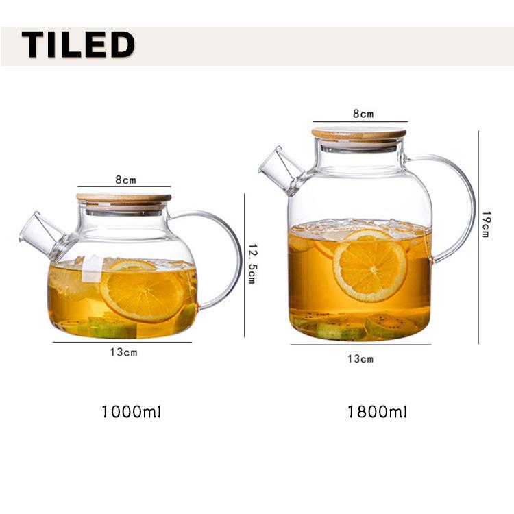 ガラスピッチャー 直火 耐熱 ガラスポット 1000ml 1800ml 直火電気