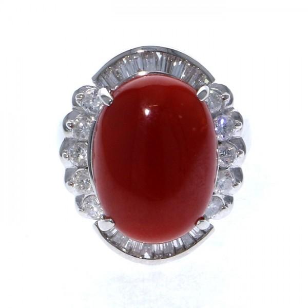 PT900 サンゴ ダイヤモンド OTHER リング OTHER PT900 サンゴ ダイヤモンド リング