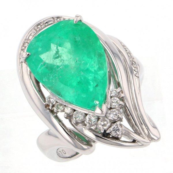 PT900 エメラルド ダイヤモンド リング