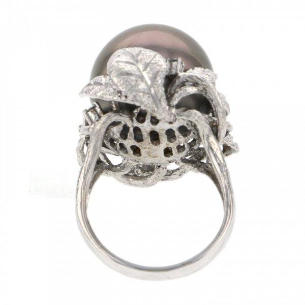 K18ホワイトゴールド パール ダイヤモンド リング : ジェムキャッスル