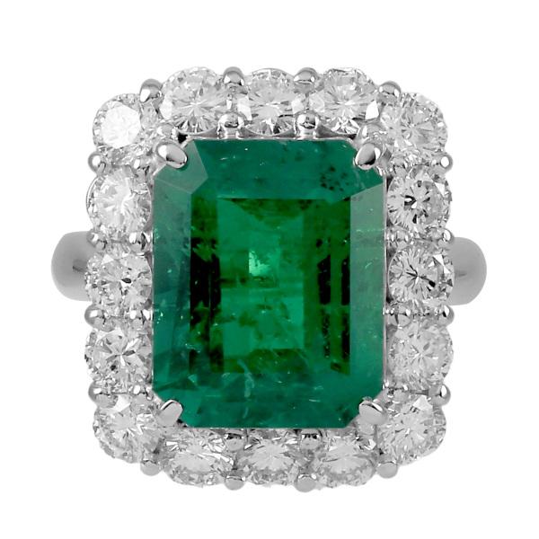 プラチナ900 エメラルド ダイヤモンド リング : ジェムキャッスル ゆき