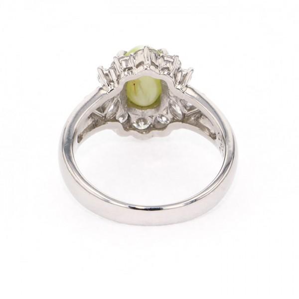 プラチナ900 クリソベリルキャッツアイ ダイヤモンド リング : ジェム