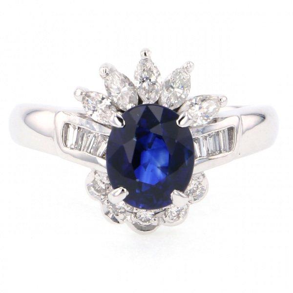 PT900 サファイア ダイヤモンド リング : ジェムキャッスル ゆきざき