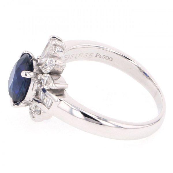 PT900 サファイア ダイヤモンド リング : ジェムキャッスル ゆきざき