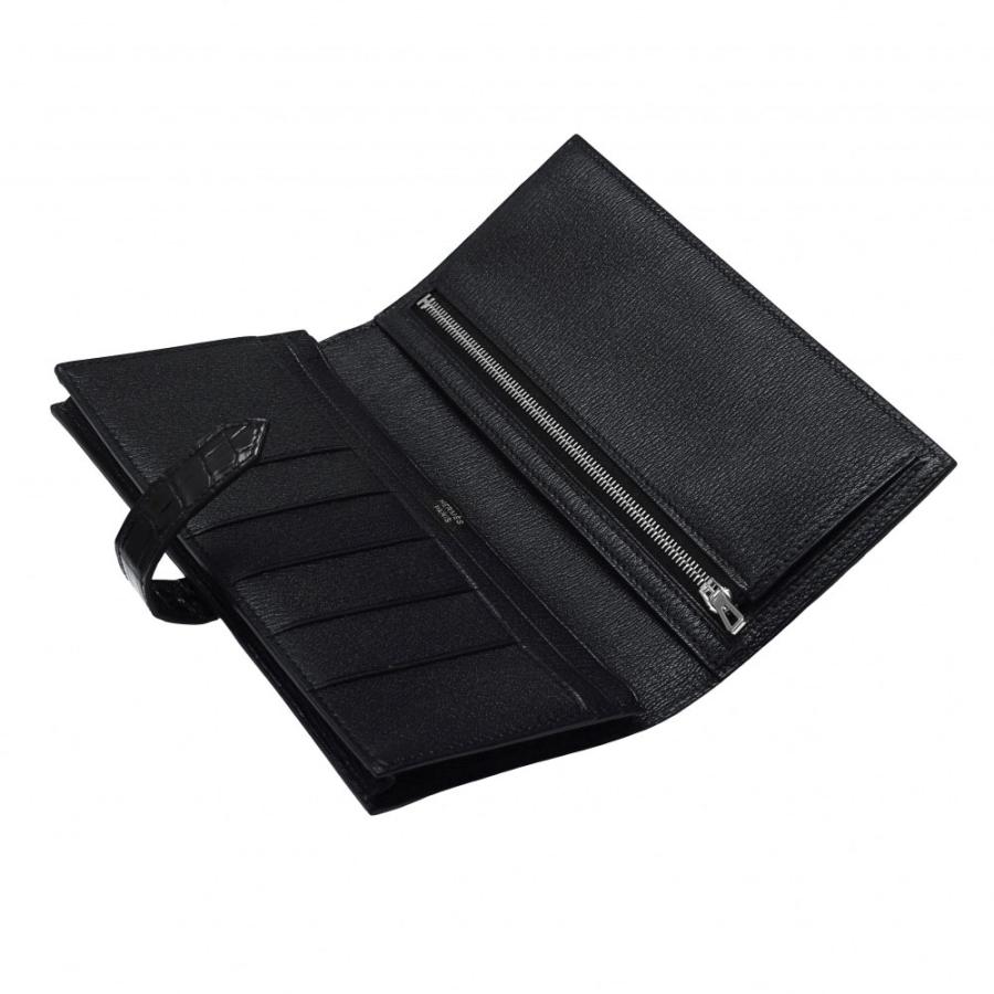 HERMES（エルメス） ベアンスフレ アリゲーター ブラック シルバー金具